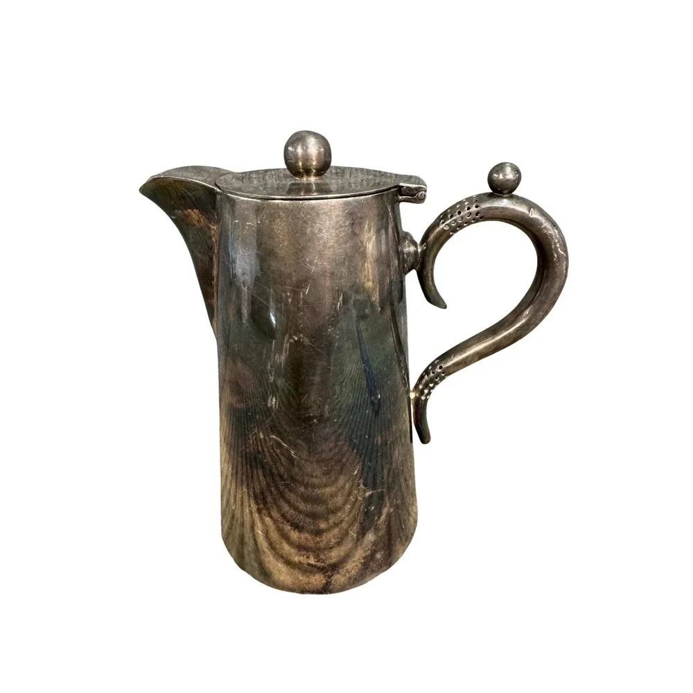 George G Honour London Nickel Silver Coffee Pot Pitcher Vintage Hallmarked
